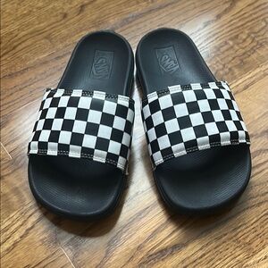 Vans Black and White Checkered Slides [mens 5]